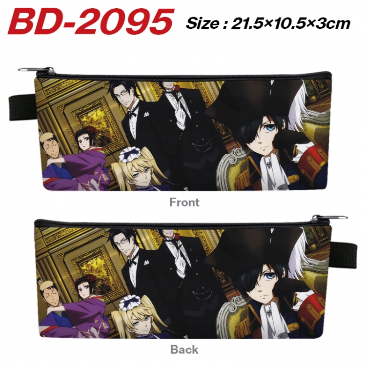 Kuroshitsuji Anime PU Leather Zipper Pencil Case Stationery Box 21.5X10.5X3CM BD-2095