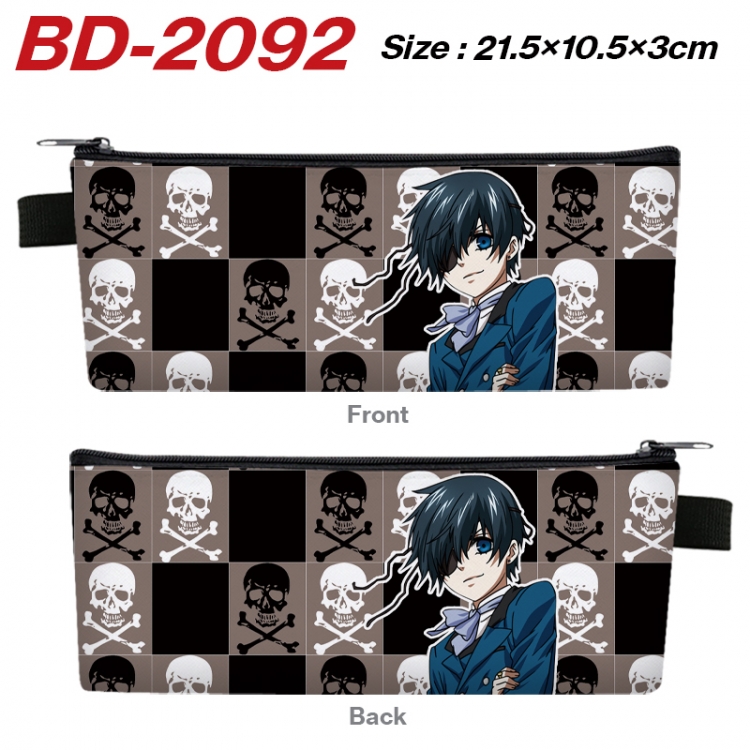 Kuroshitsuji Anime PU Leather Zipper Pencil Case Stationery Box 21.5X10.5X3CM BD-2092