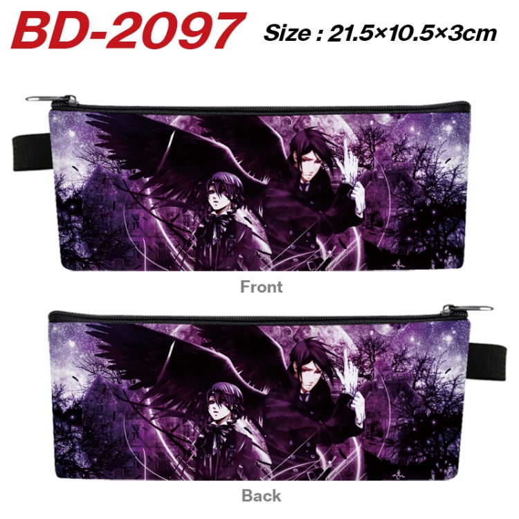 Kuroshitsuji Anime PU Leather Zipper Pencil Case Stationery Box 21.5X10.5X3CM BD-2097