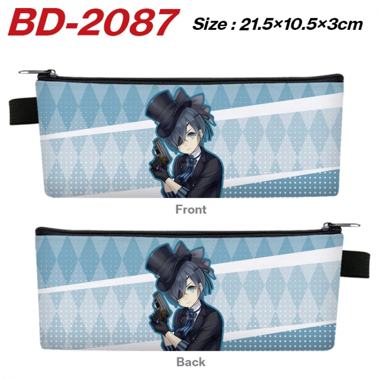 Kuroshitsuji Anime PU Leather Zipper Pencil Case Stationery Box 21.5X10.5X3CM BD-2087