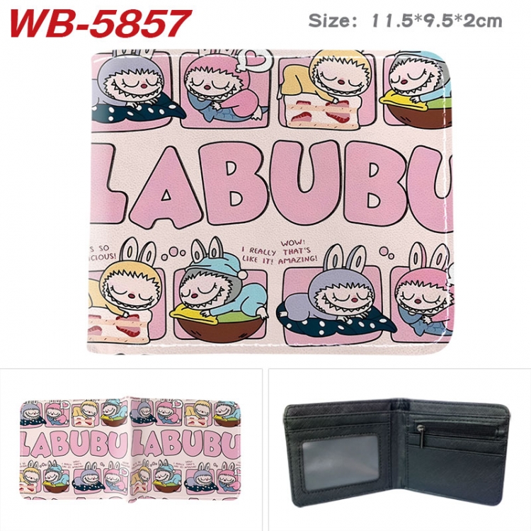 Labubu Animation color PU leather half fold wallet 11.5X9X2CM WB-5857A