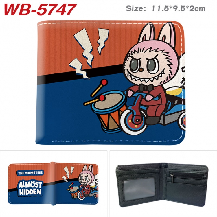 Labubu Animation color PU leather half fold wallet 11.5X9X2CM WB-5747A