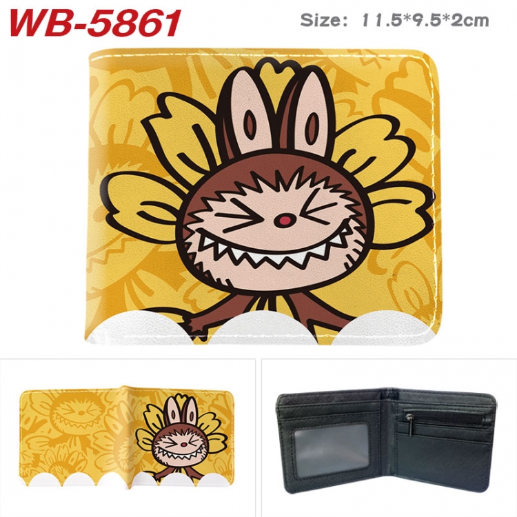 Labubu Animation color PU leather half fold wallet 11.5X9X2CM WB-5861A