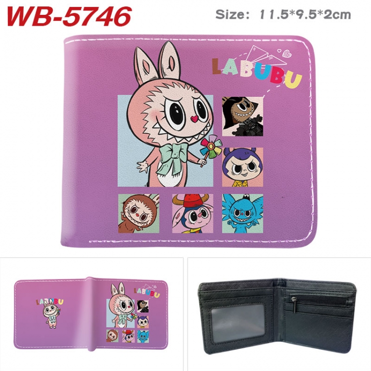 Labubu Animation color PU leather half fold wallet 11.5X9X2CM WB-5746A