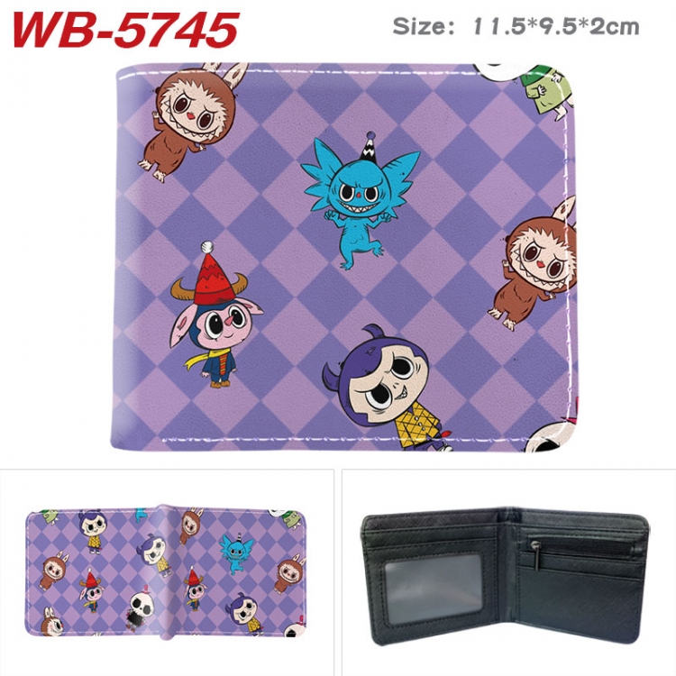 Labubu Animation color PU leather half fold wallet 11.5X9X2CM WB-5745A