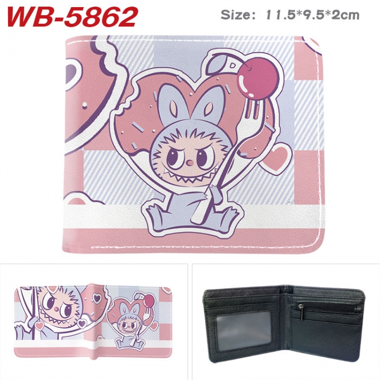 Labubu Animation color PU leather half fold wallet 11.5X9X2CM WB-5862A