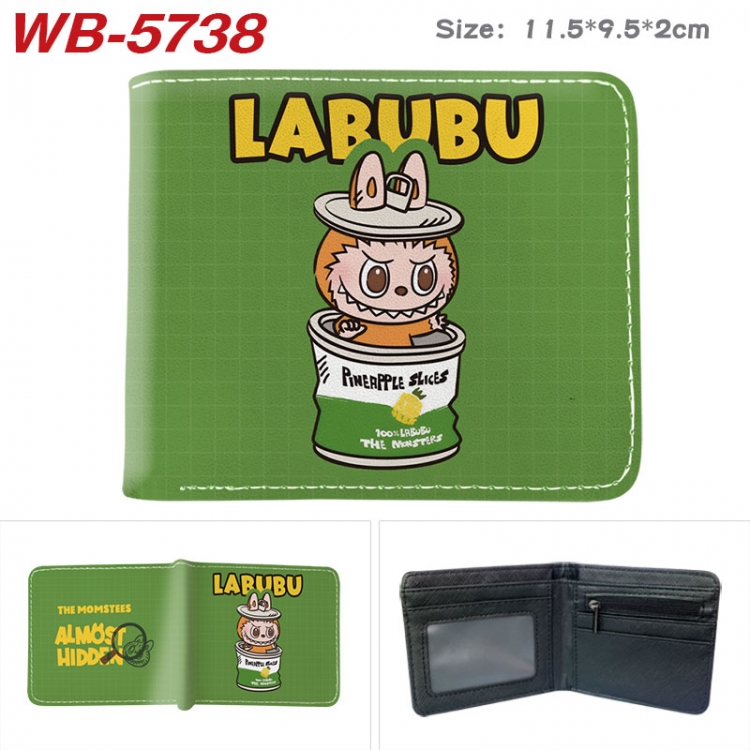 Labubu Animation color PU leather half fold wallet 11.5X9X2CM WB-5738A