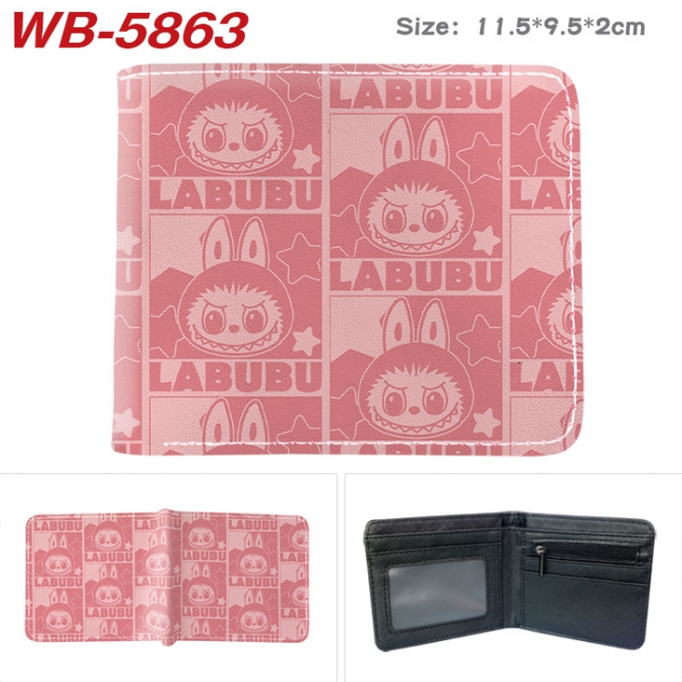 Labubu Animation color PU leather half fold wallet 11.5X9X2CM WB-5863A