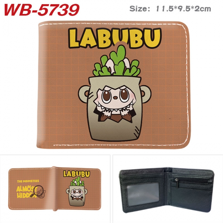 Labubu Animation color PU leather half fold wallet 11.5X9X2CM WB-5739A