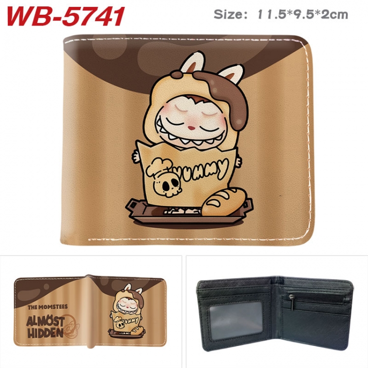 Labubu Animation color PU leather half fold wallet 11.5X9X2CM WB-5741A