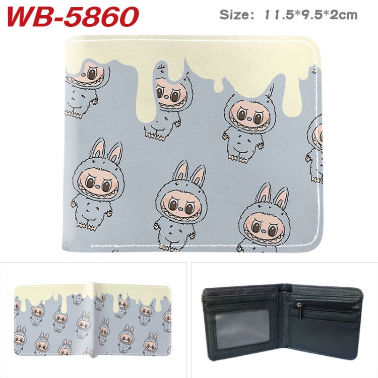 Labubu Animation color PU leather half fold wallet 11.5X9X2CM WB-5860A