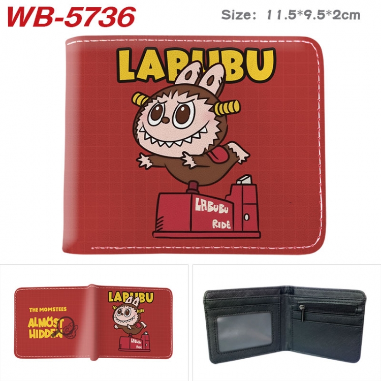 Labubu Animation color PU leather half fold wallet 11.5X9X2CM  WB-5736A