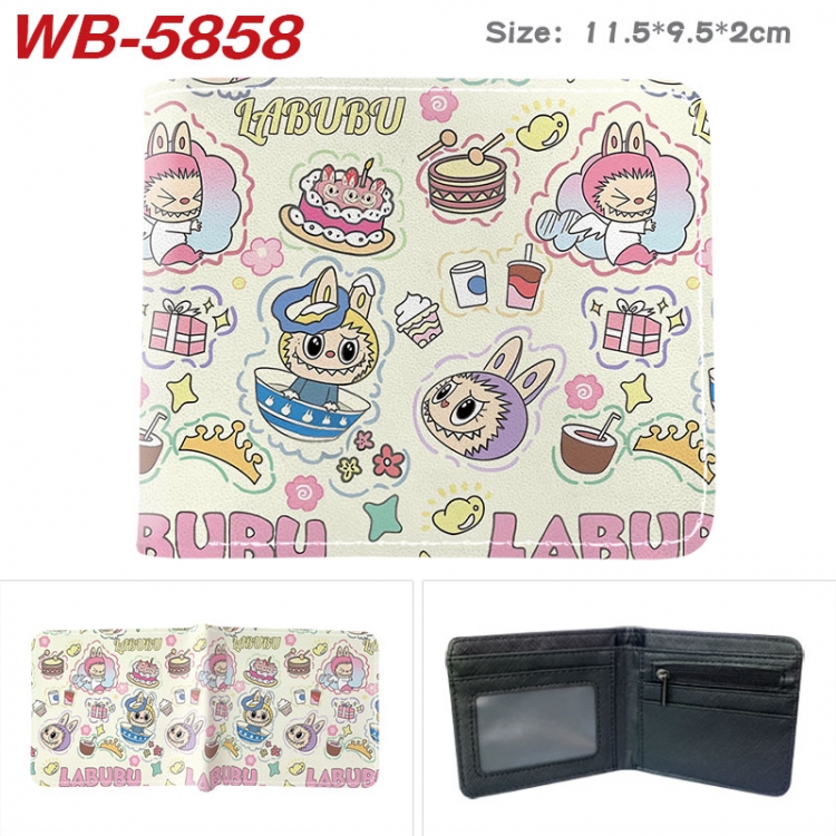 Labubu Animation color PU leather half fold wallet 11.5X9X2CM WB-5858A