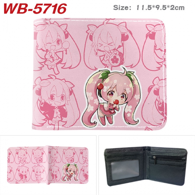 Hatsune Miku Animation color PU leather half fold wallet 11.5X9X2CM WB-5716A