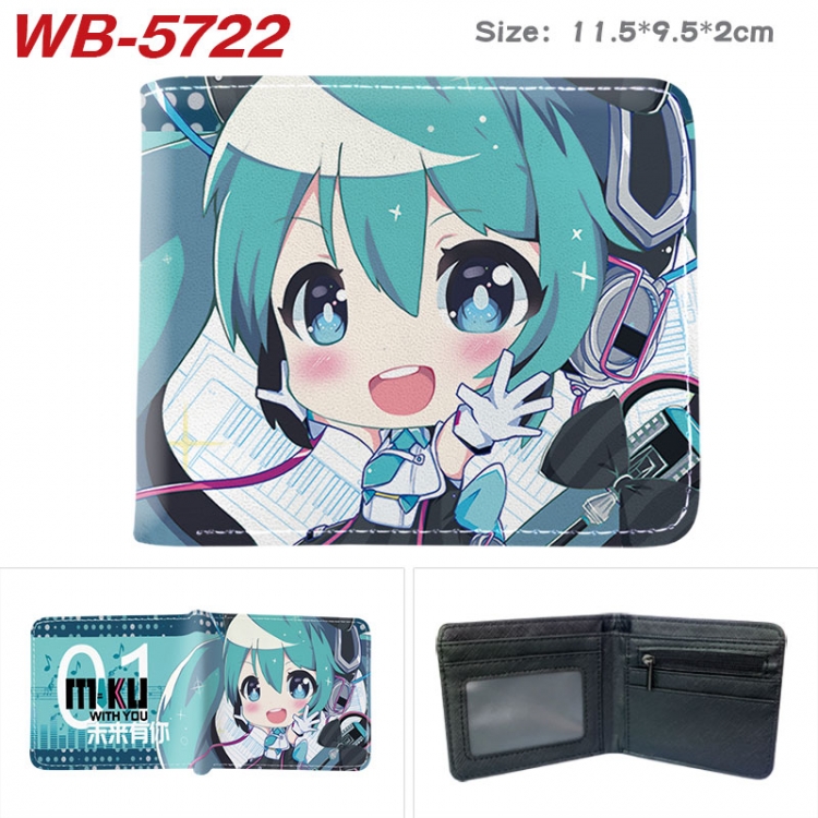 Hatsune Miku Animation color PU leather half fold wallet 11.5X9X2CM WB-5722A