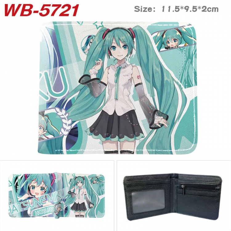 Hatsune Miku Animation color PU leather half fold wallet 11.5X9X2CM WB-5721A