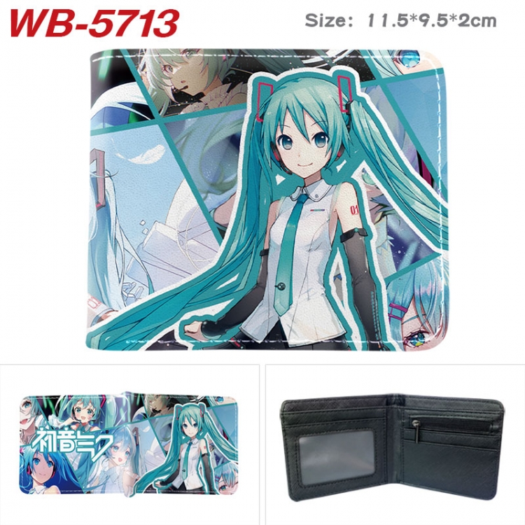 Hatsune Miku Animation color PU leather half fold wallet 11.5X9X2CM WB-5713A