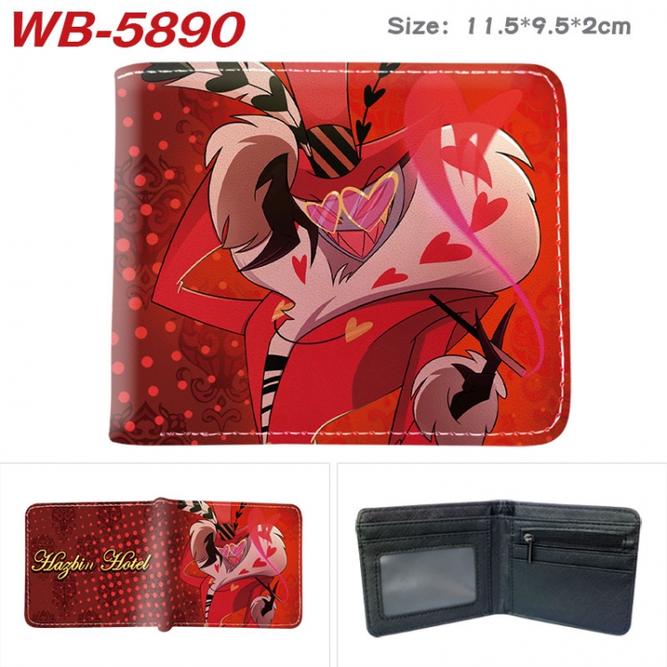 Hazbin Hotel Animation color PU leather half fold wallet 11.5X9X2CM WB-5890A