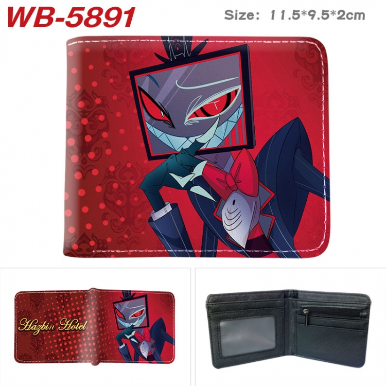 Hazbin Hotel Animation color PU leather half fold wallet 11.5X9X2CM WB-5891A