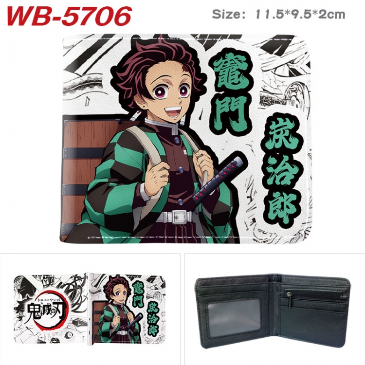 Demon Slayer Kimets Animation color PU leather half fold wallet 11.5X9X2CM WB-5706A