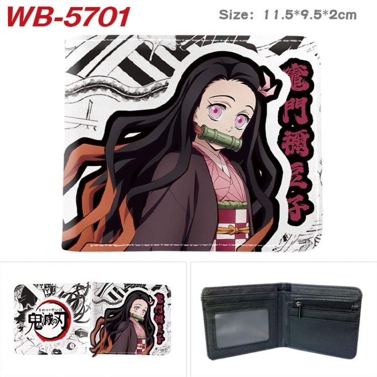 Demon Slayer Kimets Animation color PU leather half fold wallet 11.5X9X2CM  WB-5701A