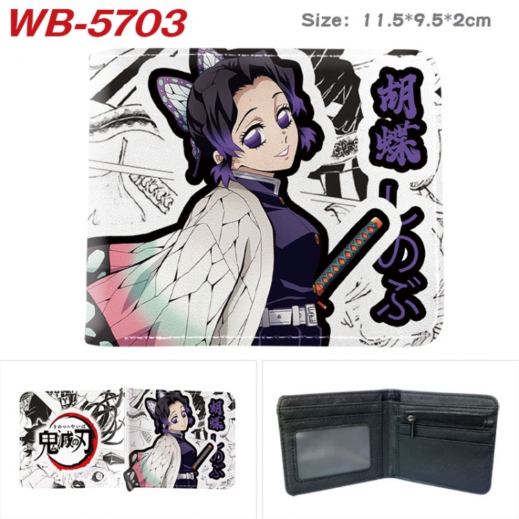 Demon Slayer Kimets Animation color PU leather half fold wallet 11.5X9X2CM  WB-5703A