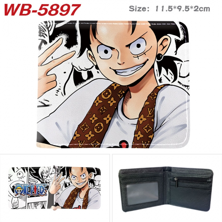 One Piece Animation color PU leather half fold wallet 11.5X9X2CM WB-5897A