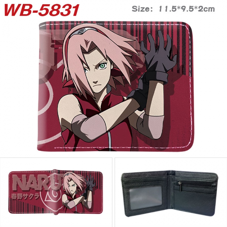 Naruto Animation color PU leather half fold wallet 11.5X9X2CM WB-5831A