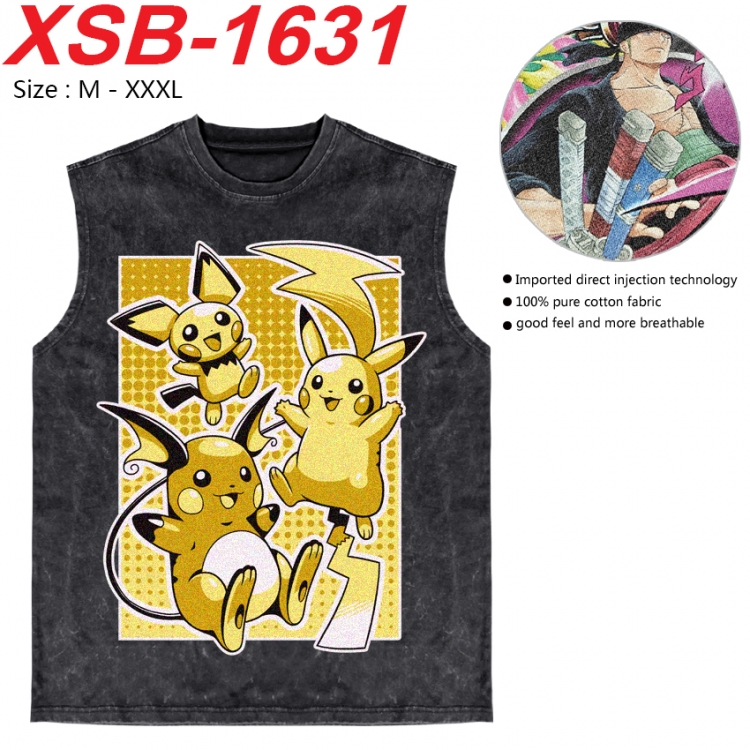 Pokemon Anime pure cotton wash vest T-shirt 250g M-3XL 