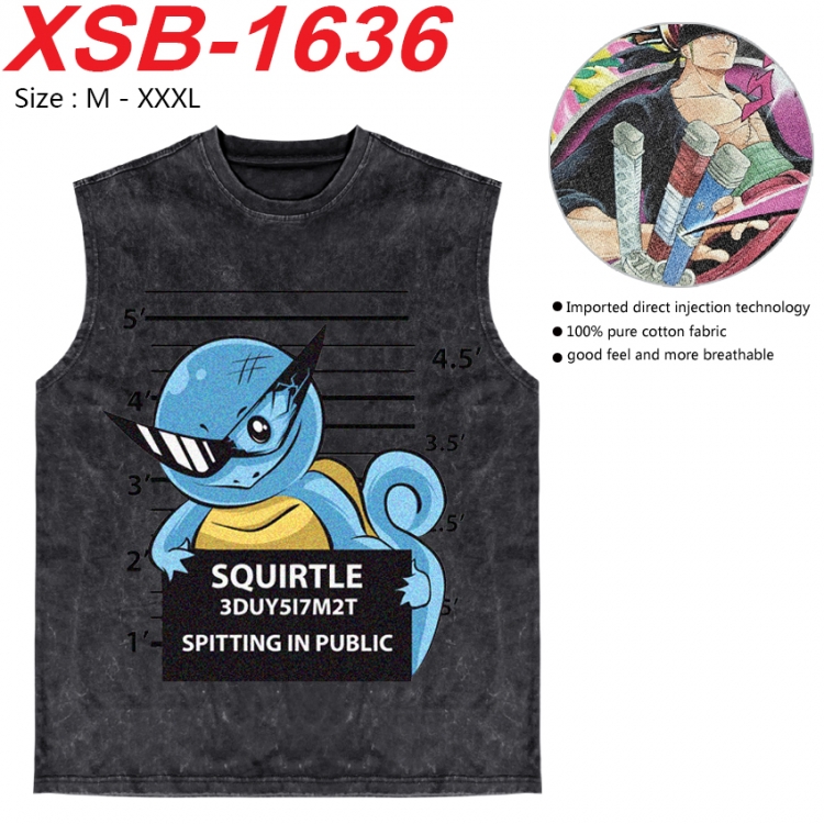 Pokemon Anime pure cotton wash vest T-shirt 250g M-3XL 