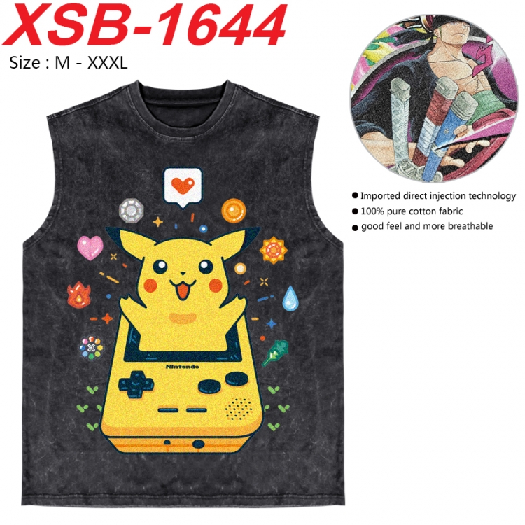 Pokemon Anime pure cotton wash vest T-shirt 250g M-3XL 