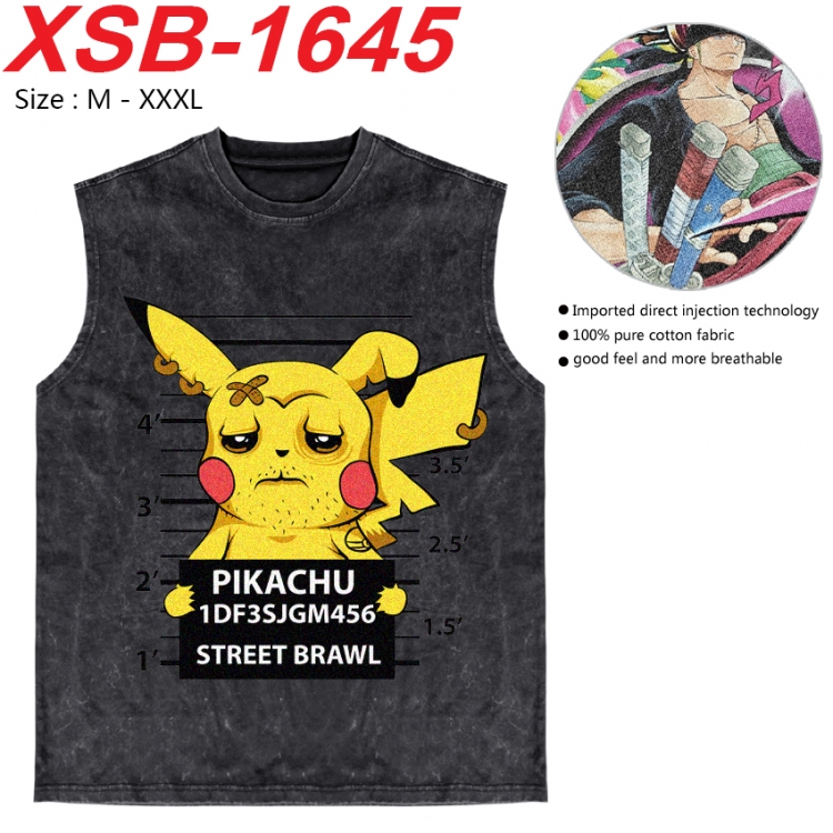 Pokemon Anime pure cotton wash vest T-shirt 250g M-3XL 