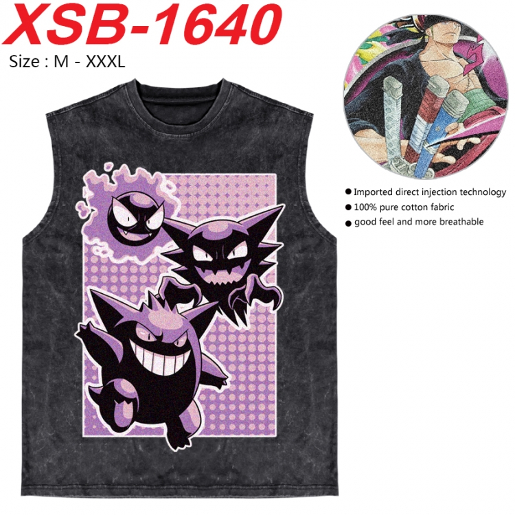 Pokemon Anime pure cotton wash vest T-shirt 250g M-3XL 