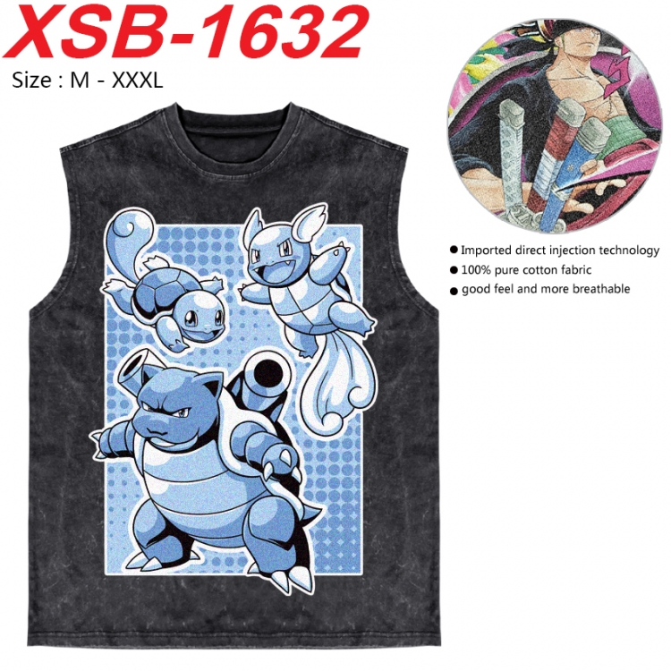 Pokemon Anime pure cotton wash vest T-shirt 250g M-3XL 