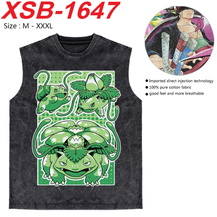 Pokemon Anime pure cotton wash vest T-shirt 250g M-3XL 