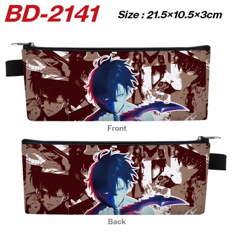 Solo Leveling:Arise Anime PU Leather Zipper Pencil Case Stationery Box 21.5X10.5X3CM  BD-2141