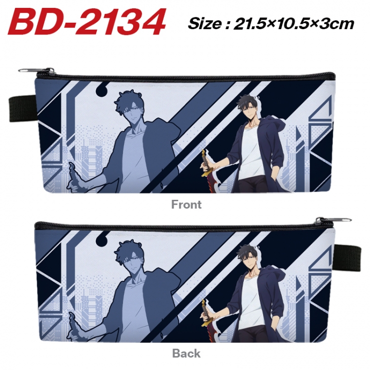 Solo Leveling:Arise Anime PU Leather Zipper Pencil Case Stationery Box 21.5X10.5X3CM BD-2134