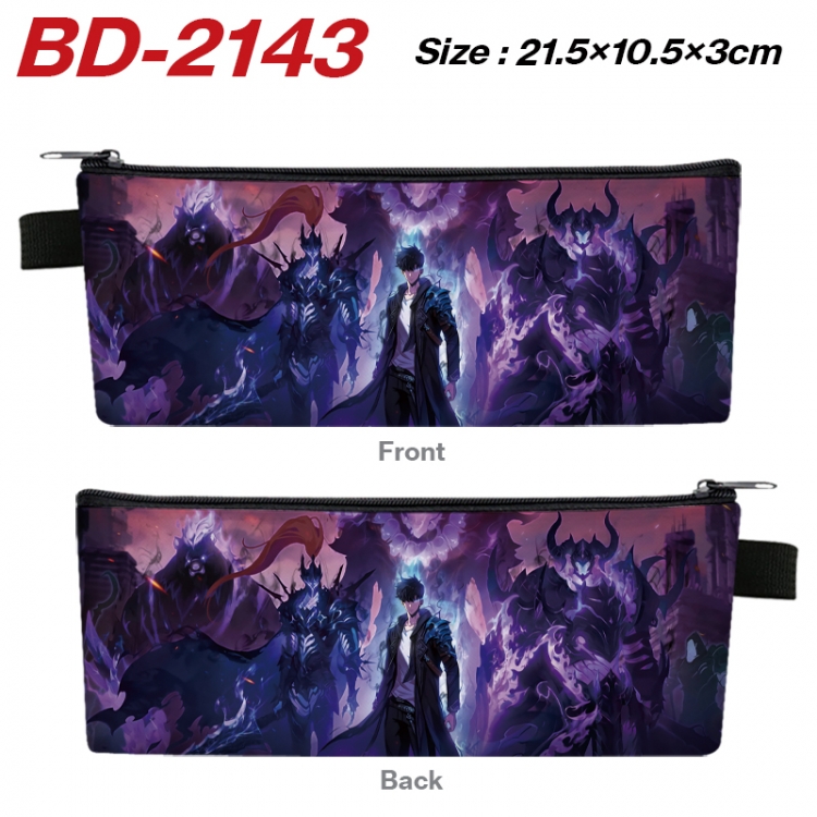 Solo Leveling:Arise Anime PU Leather Zipper Pencil Case Stationery Box 21.5X10.5X3CM  BD-2143