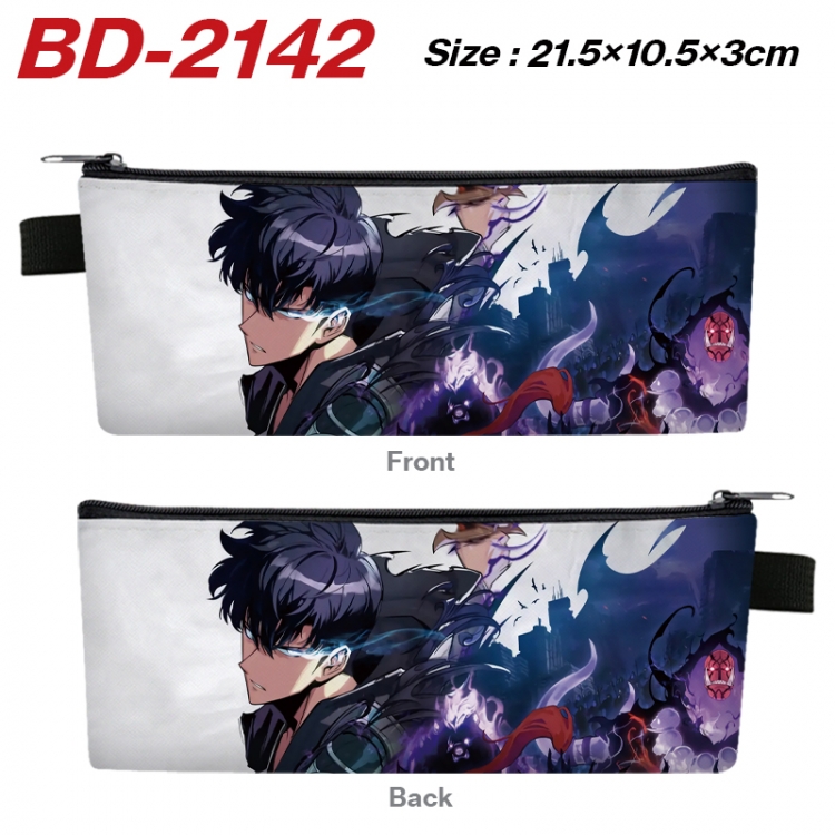 Solo Leveling:Arise Anime PU Leather Zipper Pencil Case Stationery Box 21.5X10.5X3CM  BD-2142