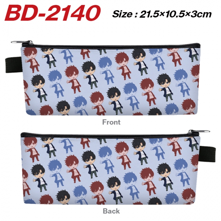 Solo Leveling:Arise Anime PU Leather Zipper Pencil Case Stationery Box 21.5X10.5X3CM BD-2140