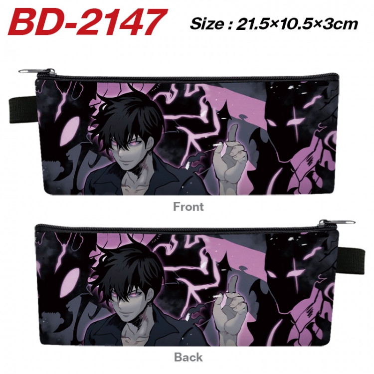 Solo Leveling:Arise Anime PU Leather Zipper Pencil Case Stationery Box 21.5X10.5X3CM BD-2147