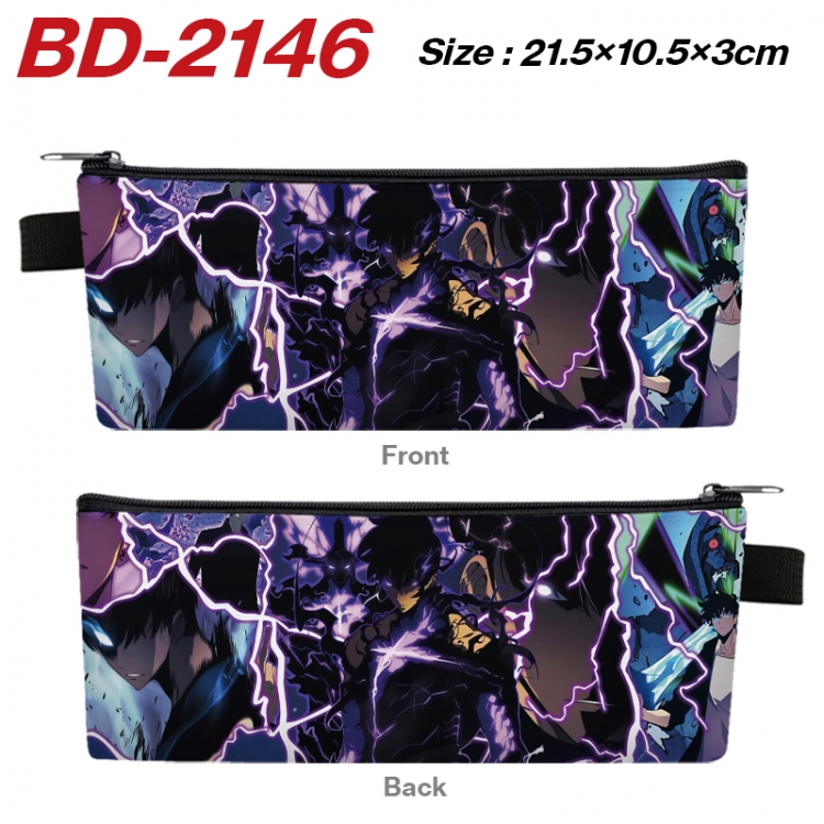 Solo Leveling:Arise Anime PU Leather Zipper Pencil Case Stationery Box 21.5X10.5X3CM BD-2146