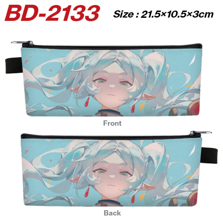 Frieren: Beyond Journey's End Anime PU Leather Zipper Pencil Case Stationery Box 21.5X10.5X3CM  BD-2133