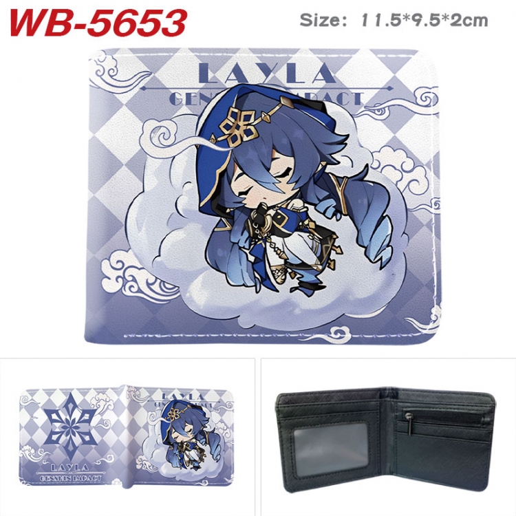 Genshin Impact Animation color PU leather half fold wallet 11.5X9X2CM WB-5653A