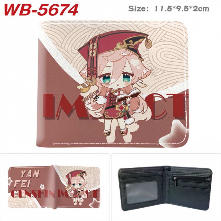 Genshin Impact Animation color PU leather half fold wallet 11.5X9X2CM WB-5674A