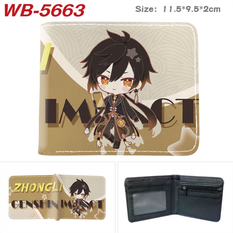 Genshin Impact Animation color PU leather half fold wallet 11.5X9X2CM WB-5663A