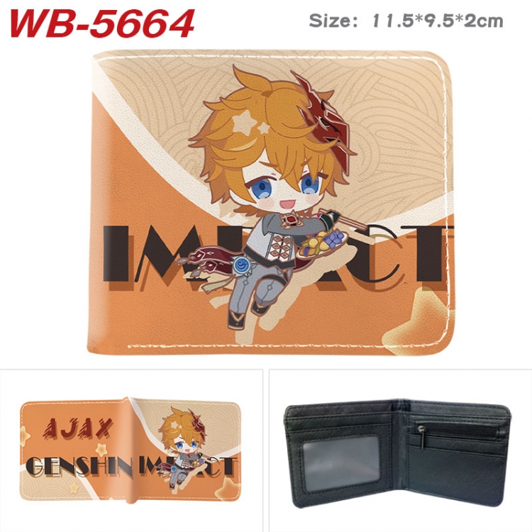 Genshin Impact Animation color PU leather half fold wallet 11.5X9X2CM WB-5664A