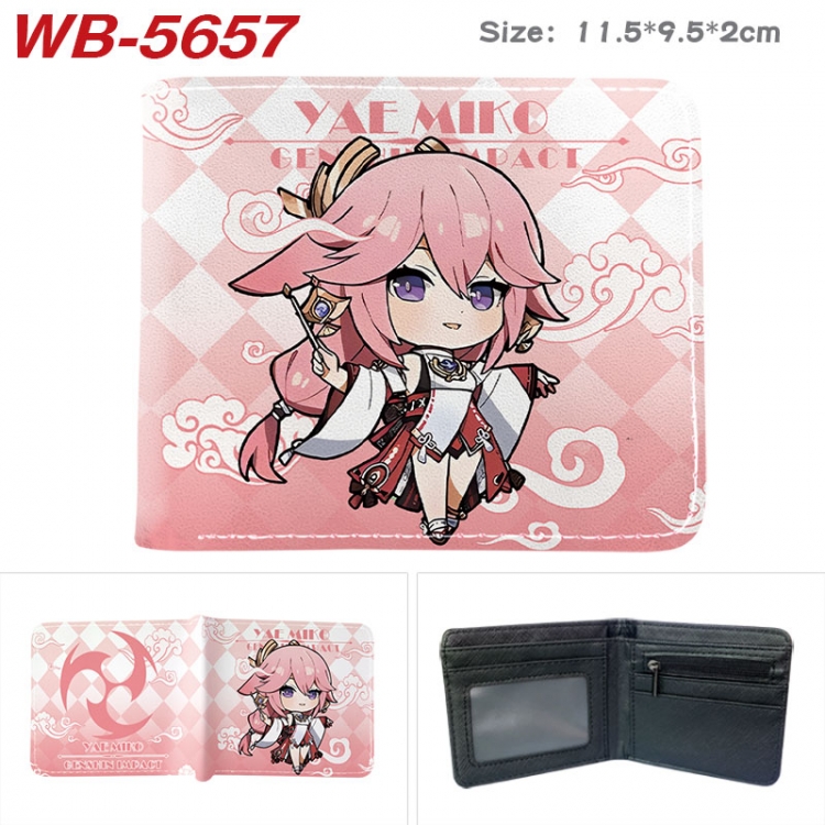 Genshin Impact Animation color PU leather half fold wallet 11.5X9X2CM WB-5657A