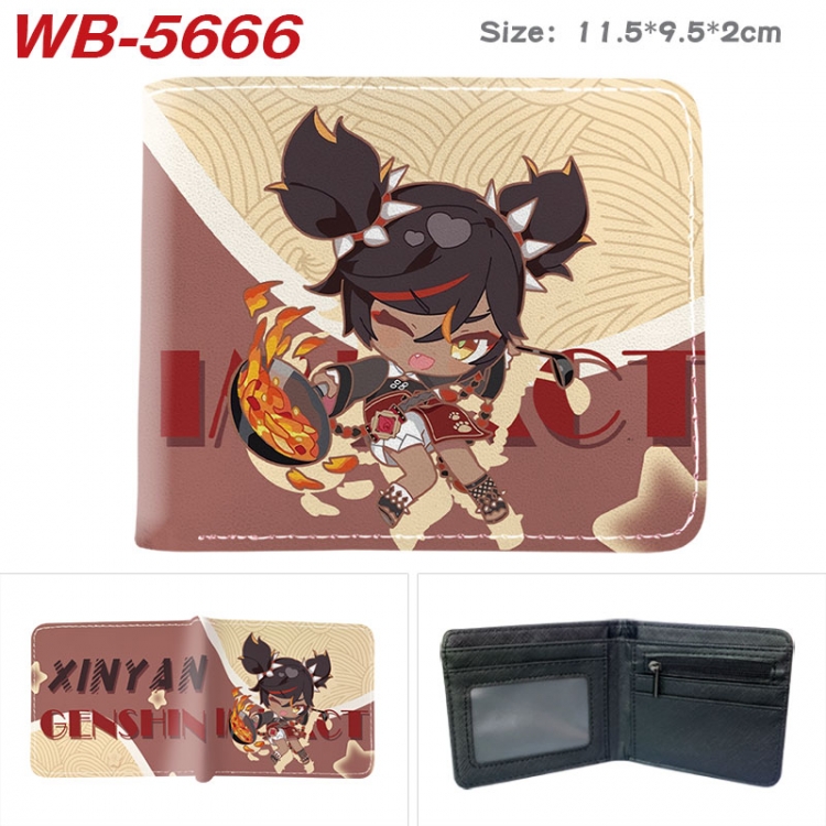 Genshin Impact Animation color PU leather half fold wallet 11.5X9X2CM  WB-5666A