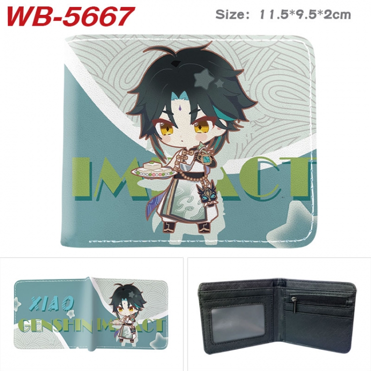 Genshin Impact Animation color PU leather half fold wallet 11.5X9X2CM WB-5667A